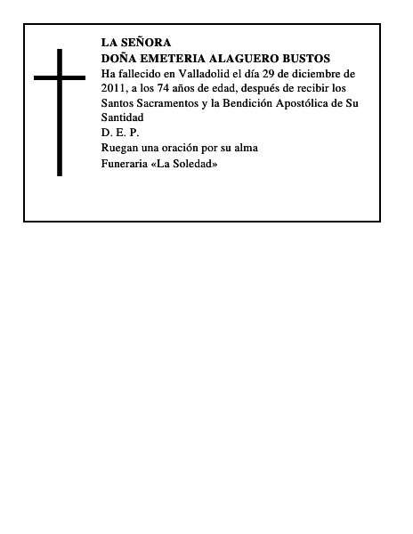 Doña Emeteria Alaguero Bustos