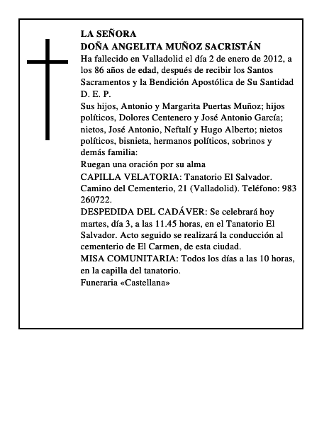 Doña Angelita Muñoz Sacristán