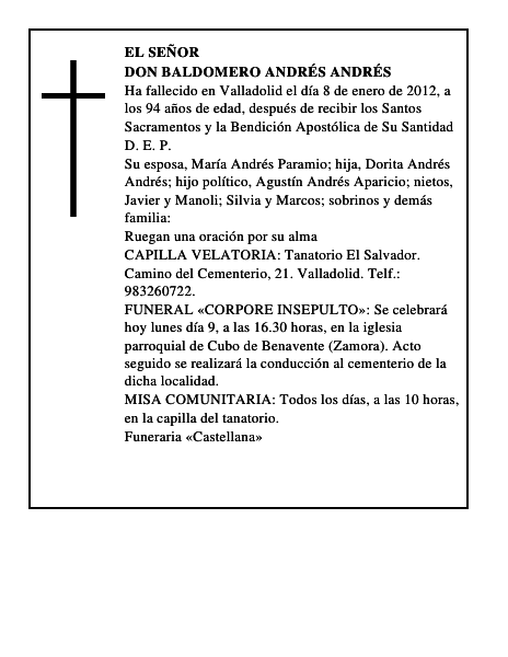 Don Baldomero Andrés Andrés
