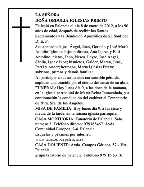 Doña Obdulia Iglesias Prieto
