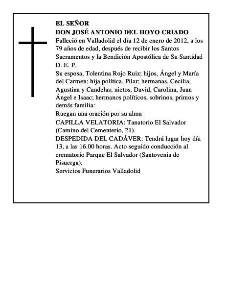Don José Antonio del Hoyo Criado