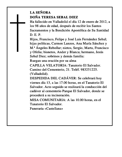 Doña Teresa Sebal Diez