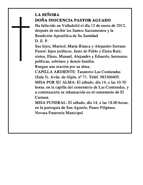 Doña Inocencia Pastor Aguado