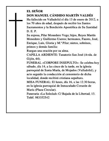 Don Manuel Cándido Martín Valdés