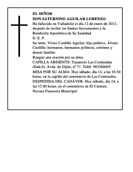 Don Saturnino Aguilar Lorenzo