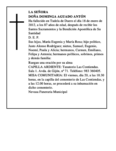 Doña Dominga Aguado Antón