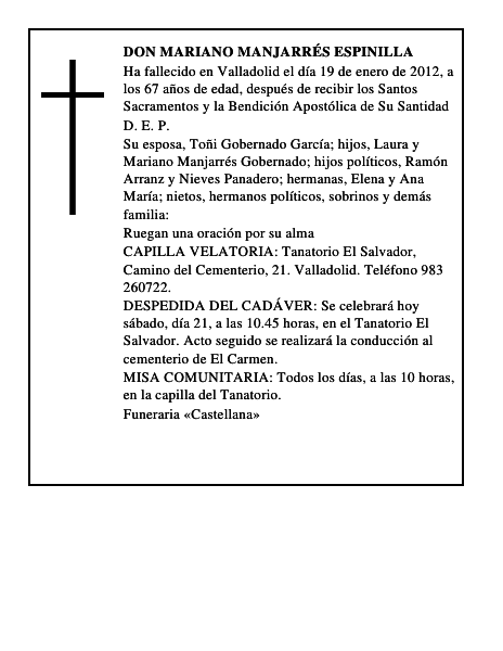 Don Mariano Manjarrés Espinilla