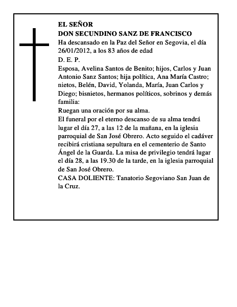 Don Secundino Sanz de Francisco