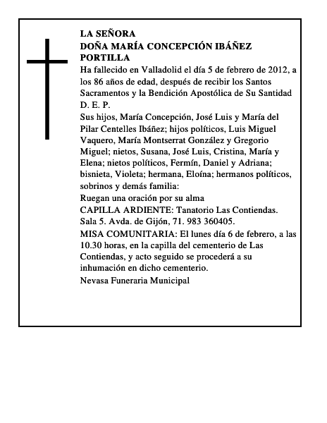 Doña María Concepción Ibáñez Portilla