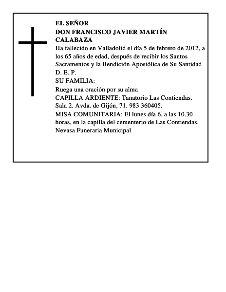 Don Francisco Javier Martín Calabaza