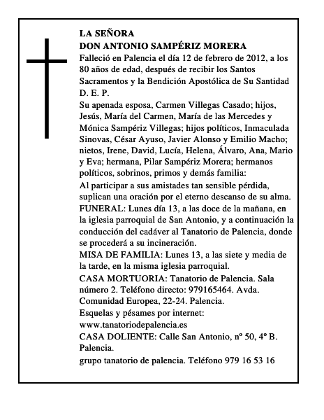 Don Antonio Sampériz Morera