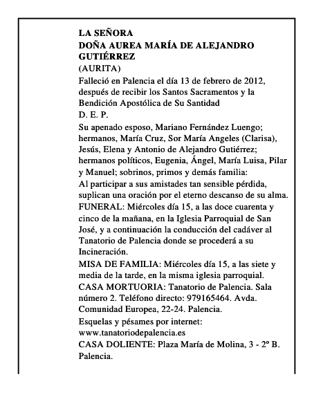 Doña Aurea María de Alejandro Gutiérrez