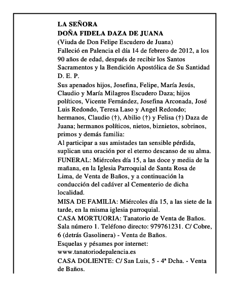 Doña Fidela Daza de Juana