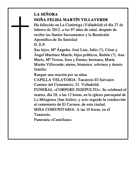 Doña Felisa Martín Villaverde