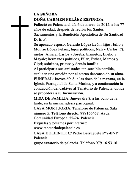 Doña Carmen Peláez Espinosa