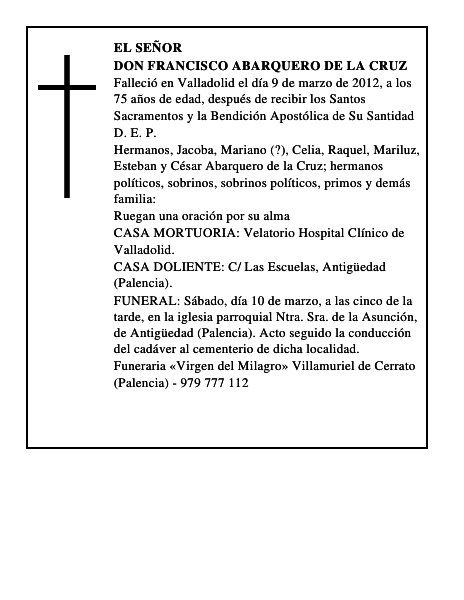 Don Francisco Abarquero de la Cruz