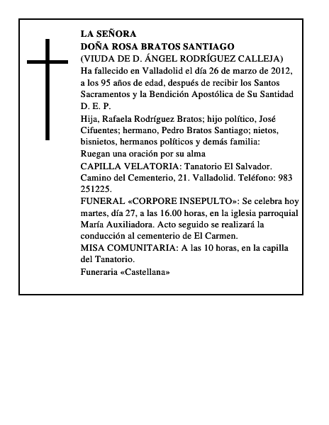 Doña Rosa Bratos Santiago