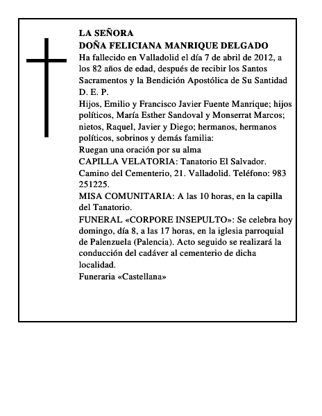 Doña Feliciana Manrique Delgado