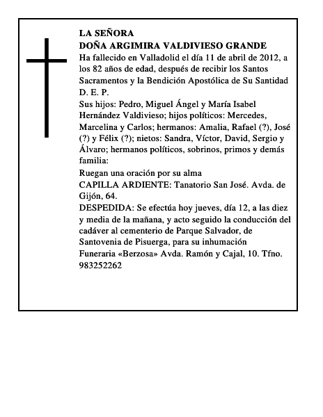 Doña Argimira Valdivieso Grande