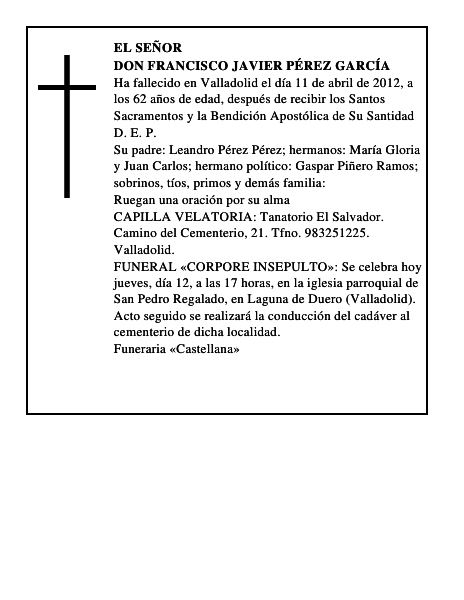 Don Francisco Javier Pérez García