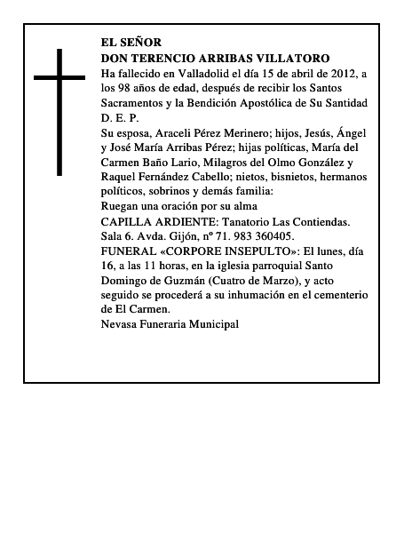 Don Terencio Arribas Villatoro
