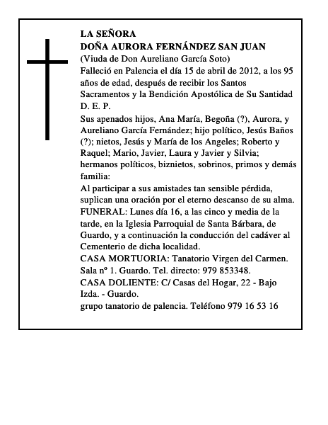 Doña Aurora Fernández San Juan