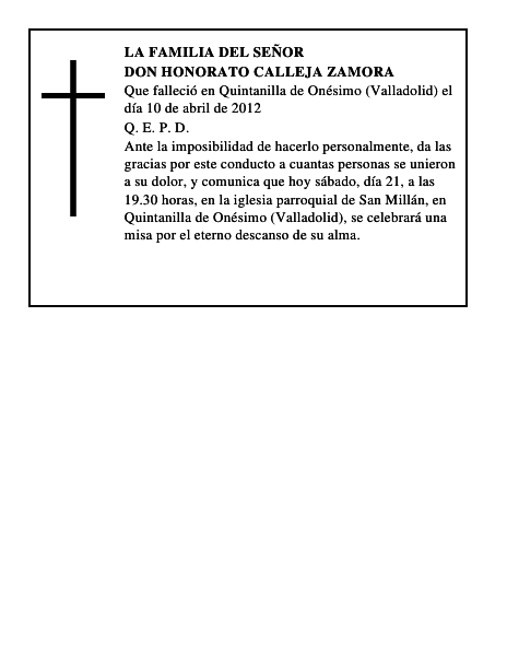 Don Honorato Calleja Zamora