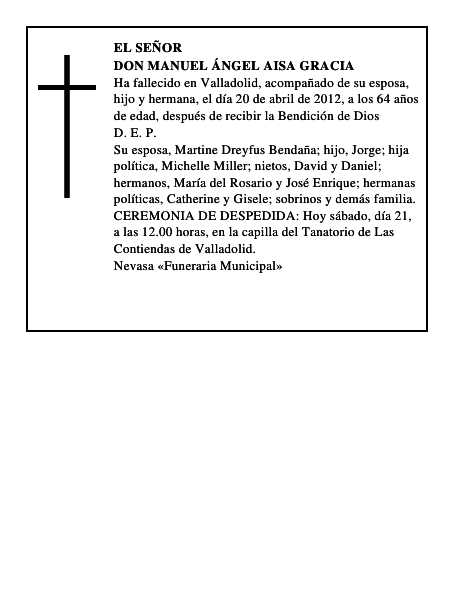 Don Manuel Ángel Aisa Gracia