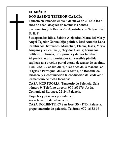 Don Sabino Tejedor García