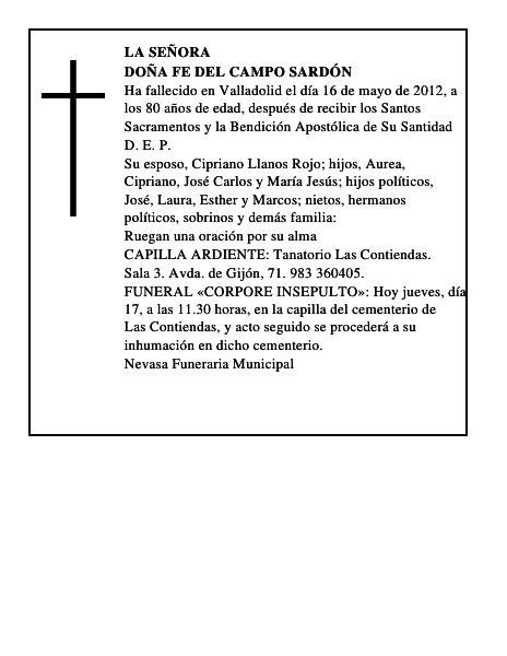 Doña Fe del Campo Sardón