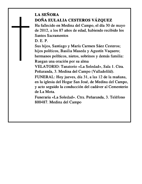 Doña Eulalia Cesteros Vázquez