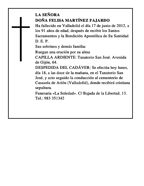 Doña Felisa Martínez Fajardo