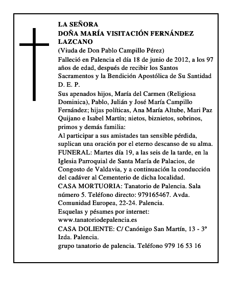 Doña María Visitación Fernández Lazcano