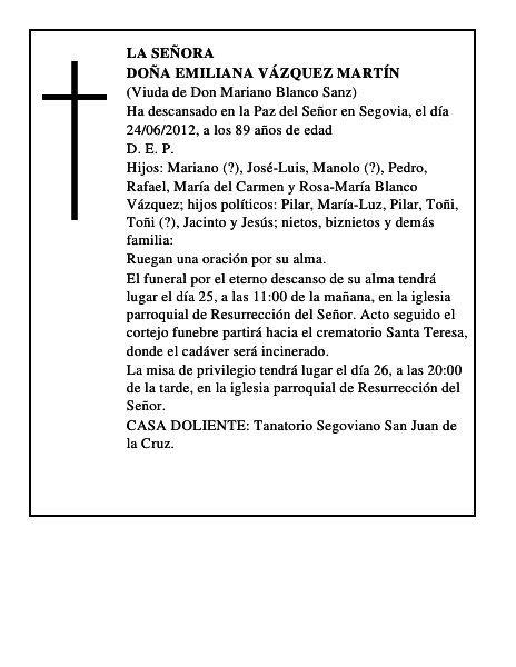 Doña Emiliana Vázquez Martín