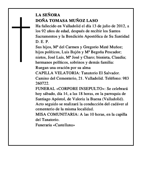Doña Tomasa Muñoz Laso
