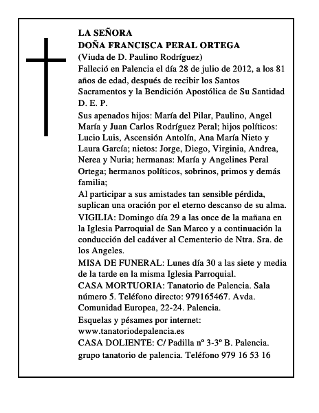 Doña Francisca Peral Ortega