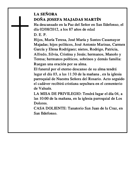 Doña Josefa Majadas Martín