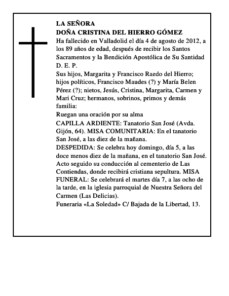 Doña Cristina del Hierro Gómez