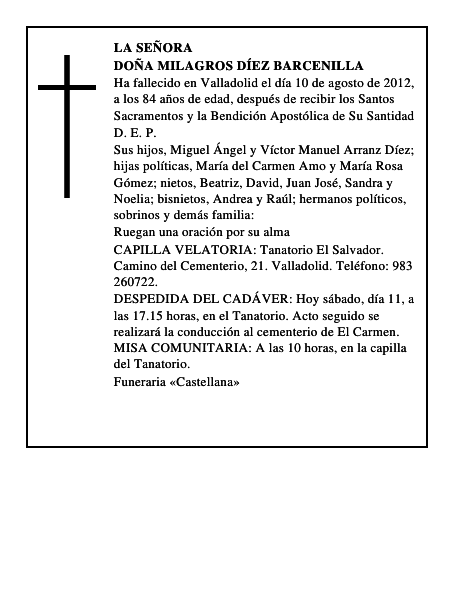 Doña Milagros Díez Barcenilla
