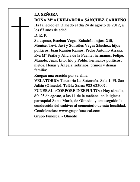 Doña Mª Auxiliadora Sánchez Carreño