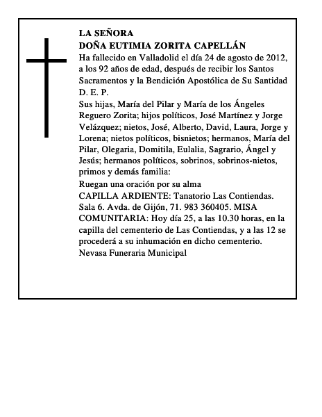Doña Eutimia Zorita Capellán