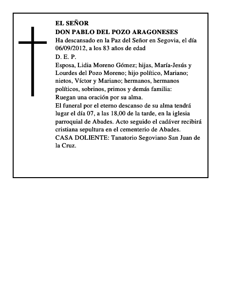 Don Pablo del Pozo Aragoneses