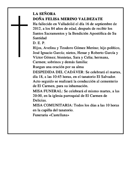 Doña Felisa Merino Valdezate