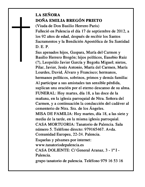 Doña Emilia Bregón Prieto