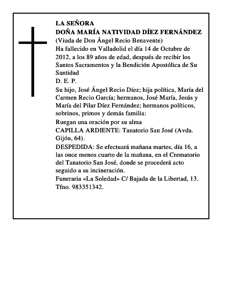 Doña María Natividad Díez Fernández