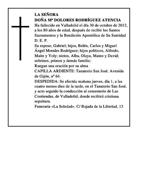 Doña Mª Dolores Rodríguez Atencia