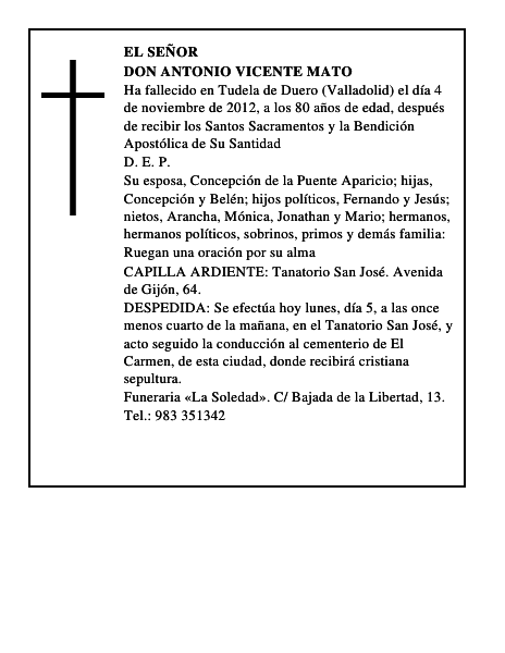 Don Antonio Vicente Mato