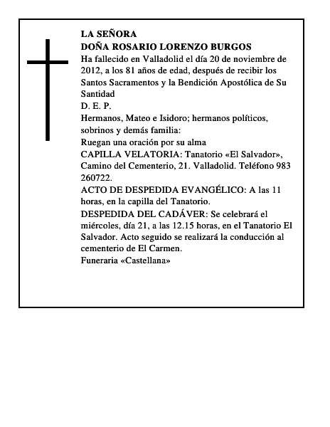 Doña Rosario Lorenzo Burgos