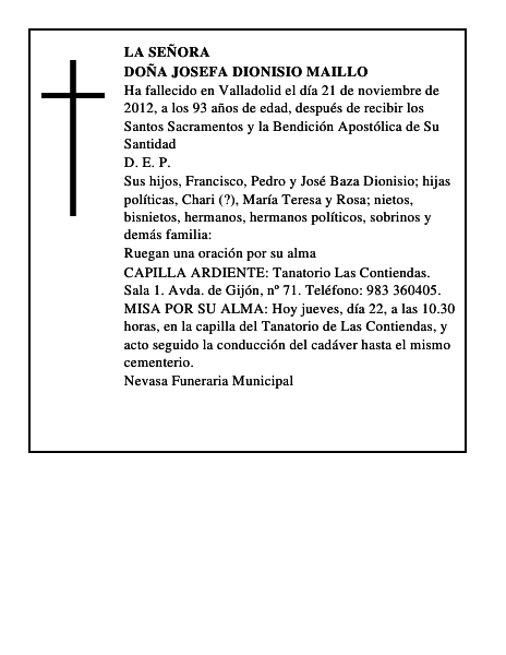 Doña Josefa Dionisio Maillo