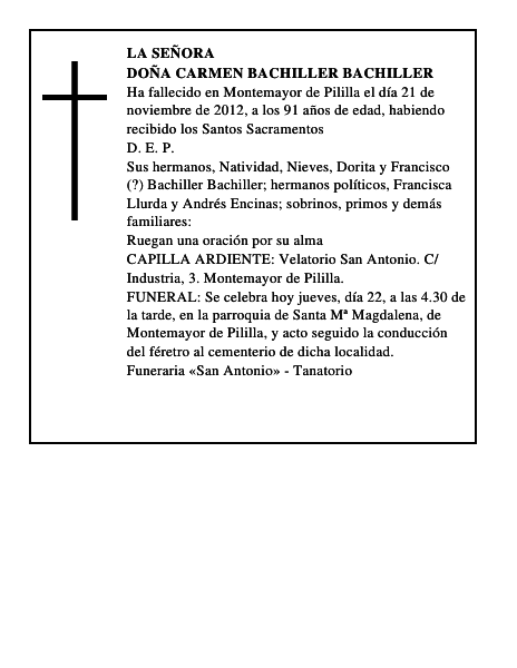Doña Carmen Bachiller Bachiller
